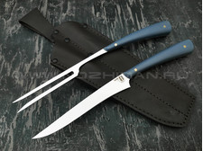 Набор для мяса, нож и вилка сталь N690, рукоять G10 (Наследие)