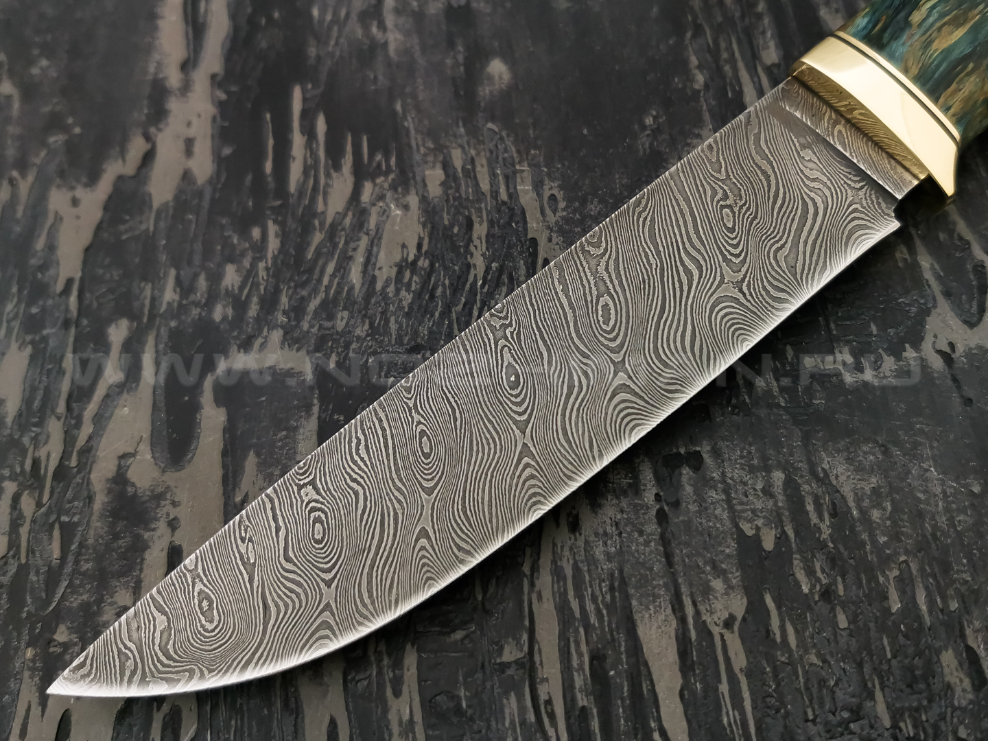 Нож "Ладья-2" дамасская сталь, рукоять карельская береза (Наследие)