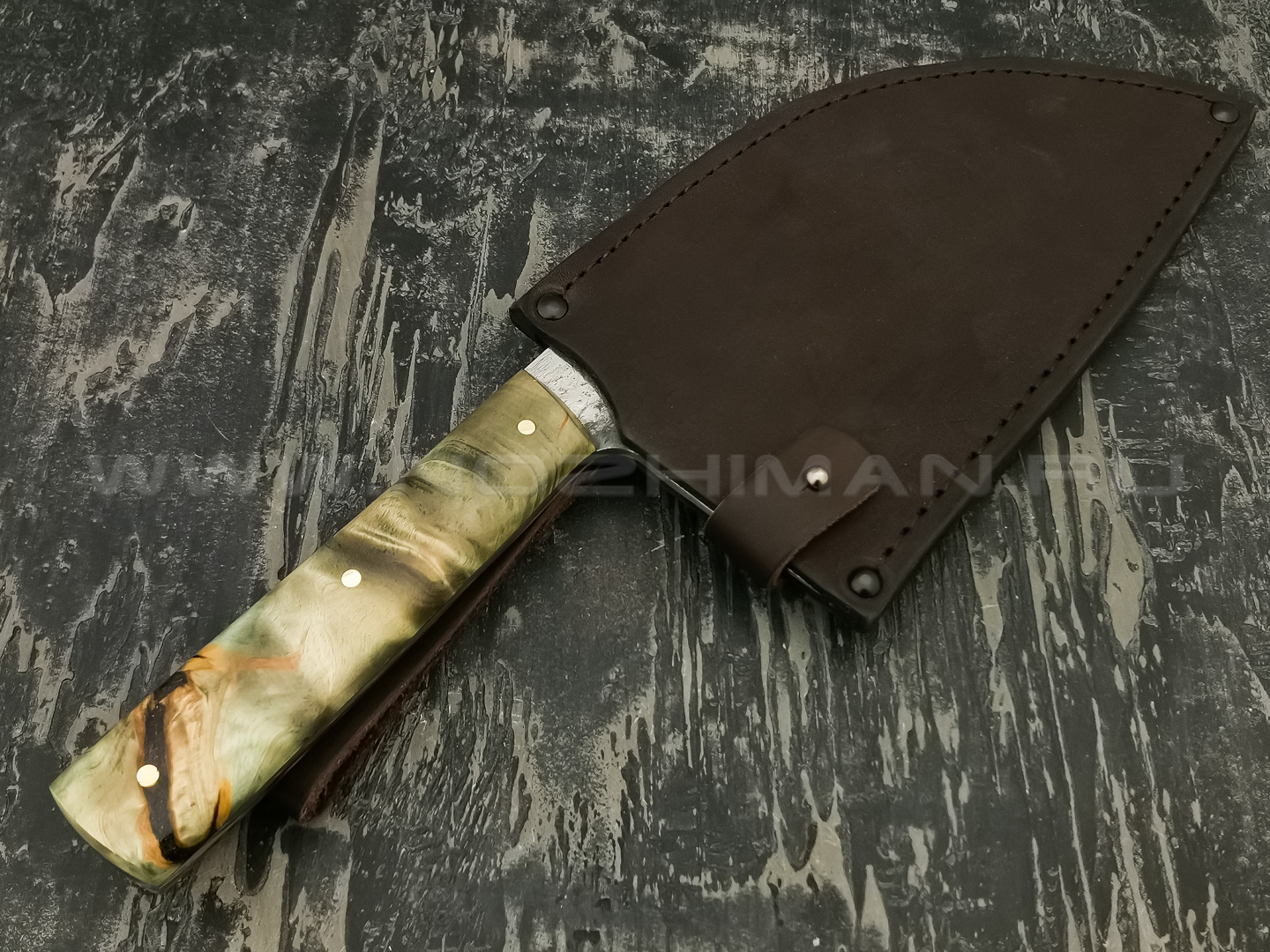 Нож "Сербский шеф" сталь Х12МФ, рукоять карельская береза (Тов. Завьялова)