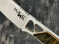 1-й Цех нож "Ножик" сталь N690, рукоять сталь, бронза с худ. травлением и эмалью