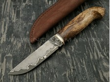 Нож НЛВ2 ламинированная сталь K340 рукоять стаб. карельская береза, мельхиор (Леонид Васильев)