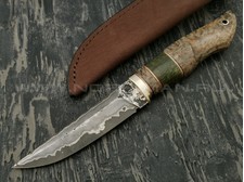 Нож НЛВ3 ламинированная сталь K340 рукоять стаб. карельская береза, мельхиор (Леонид Васильев)