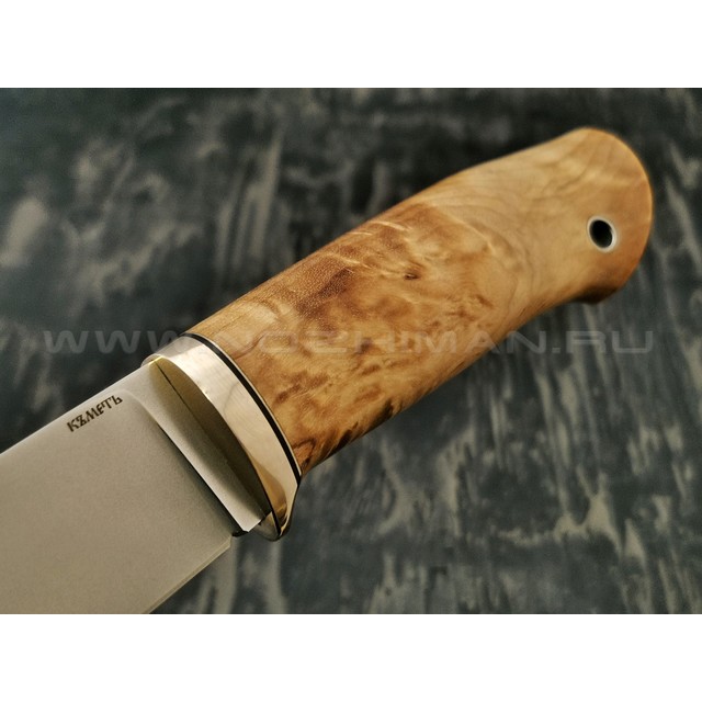 Кметь нож Консул сталь K340 рукоять стаб. карельская береза, мельхиор