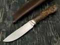 Кметъ нож Скинер сталь K340 рукоять стаб. карельская береза, мельхиор
