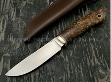 Кметь нож Скинер сталь K340 рукоять стаб. карельская береза, мельхиор