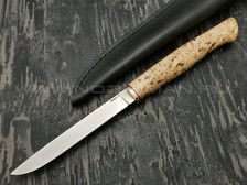 Кметь нож Шило-3 сталь Vanax 37 рукоять стаб. карельская береза, мельхиор