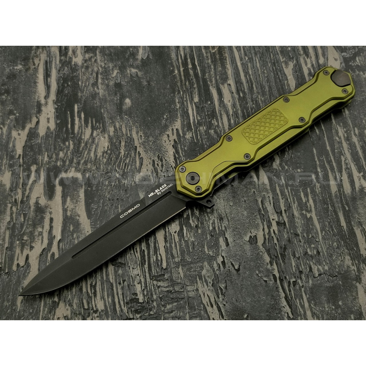 Mr.Blade нож Cosmo сталь Sleipner Black DLC, рукоять Aluminum Ergal Green