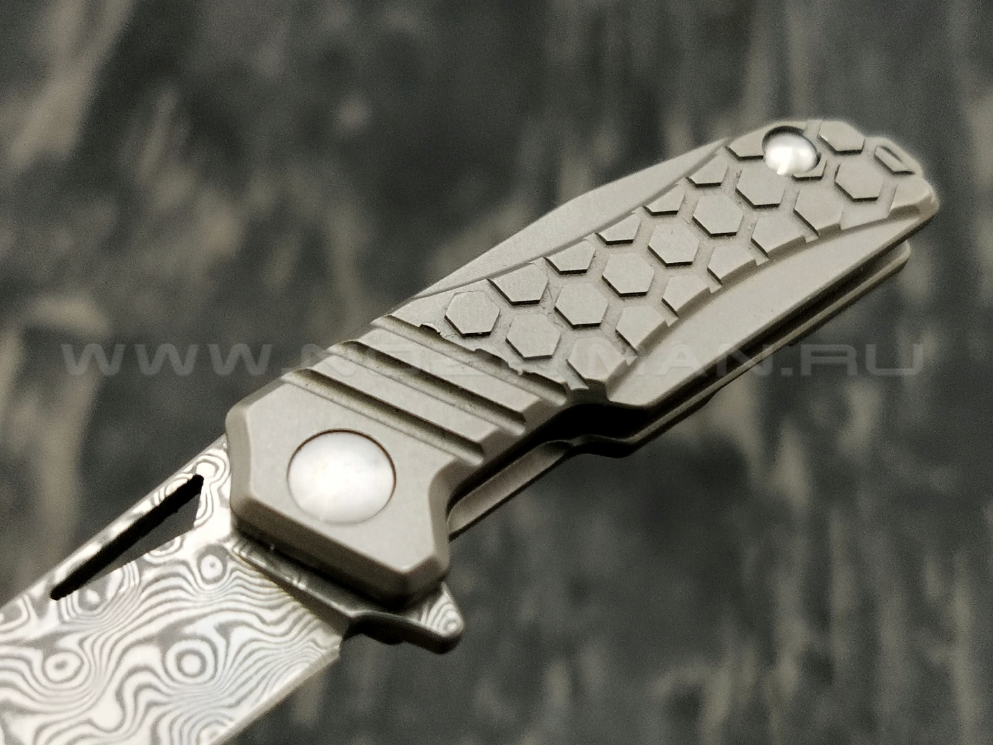 TuoTown нож Micro-2 нержавеющий дамаск, рукоять Titanium