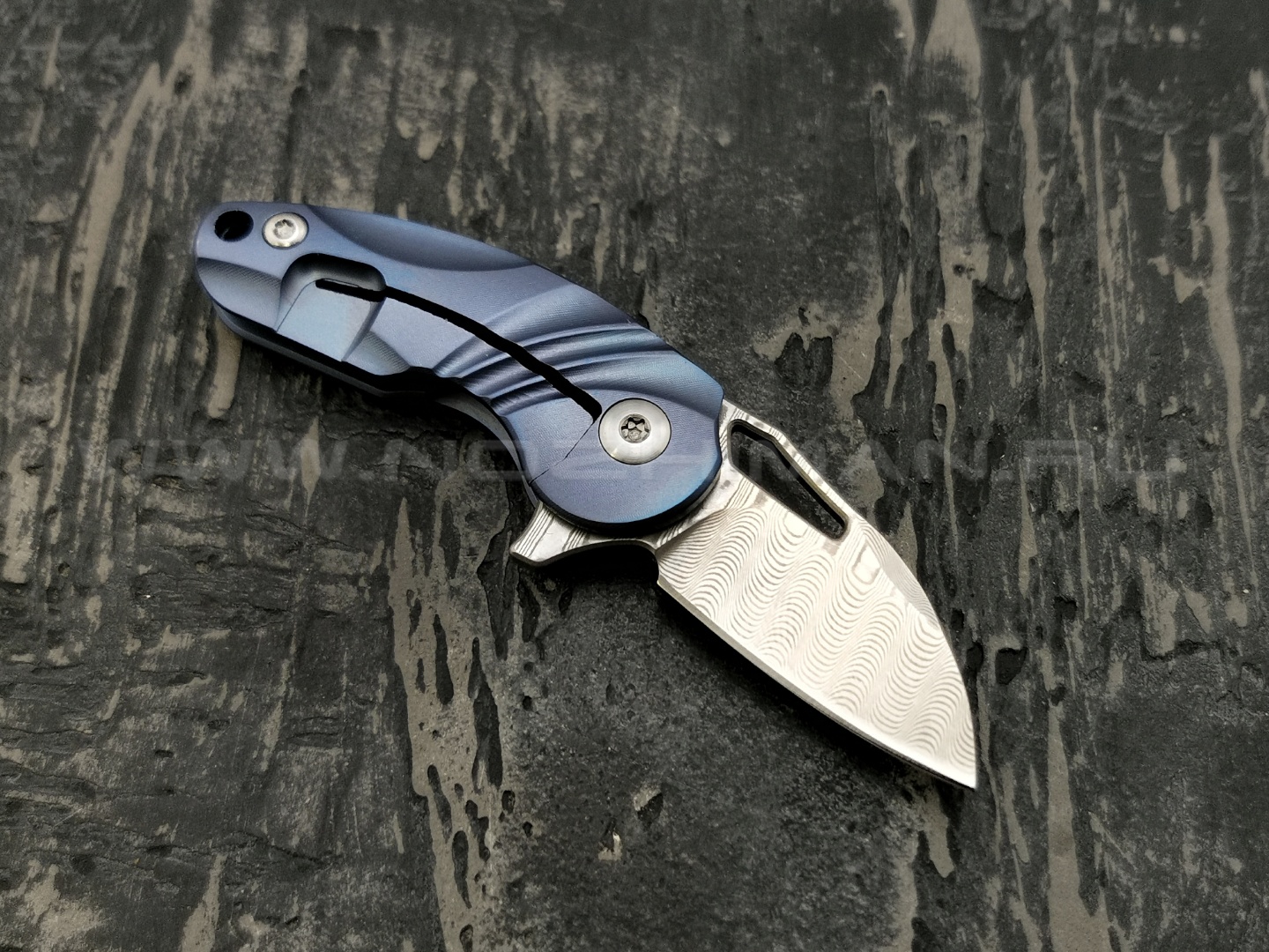 TuoTown нож Micro-3 нержавеющий дамаск, рукоять Titanium