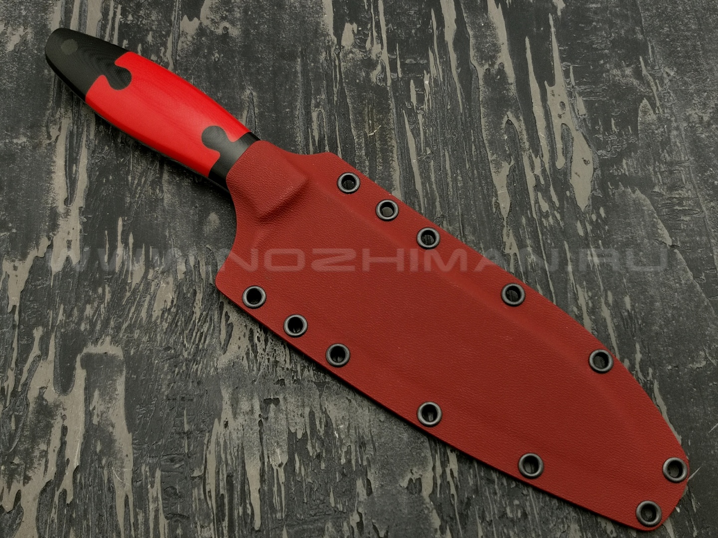 Apus Knives нож Santoku сталь N690 рукоять G10 puzzle black & red