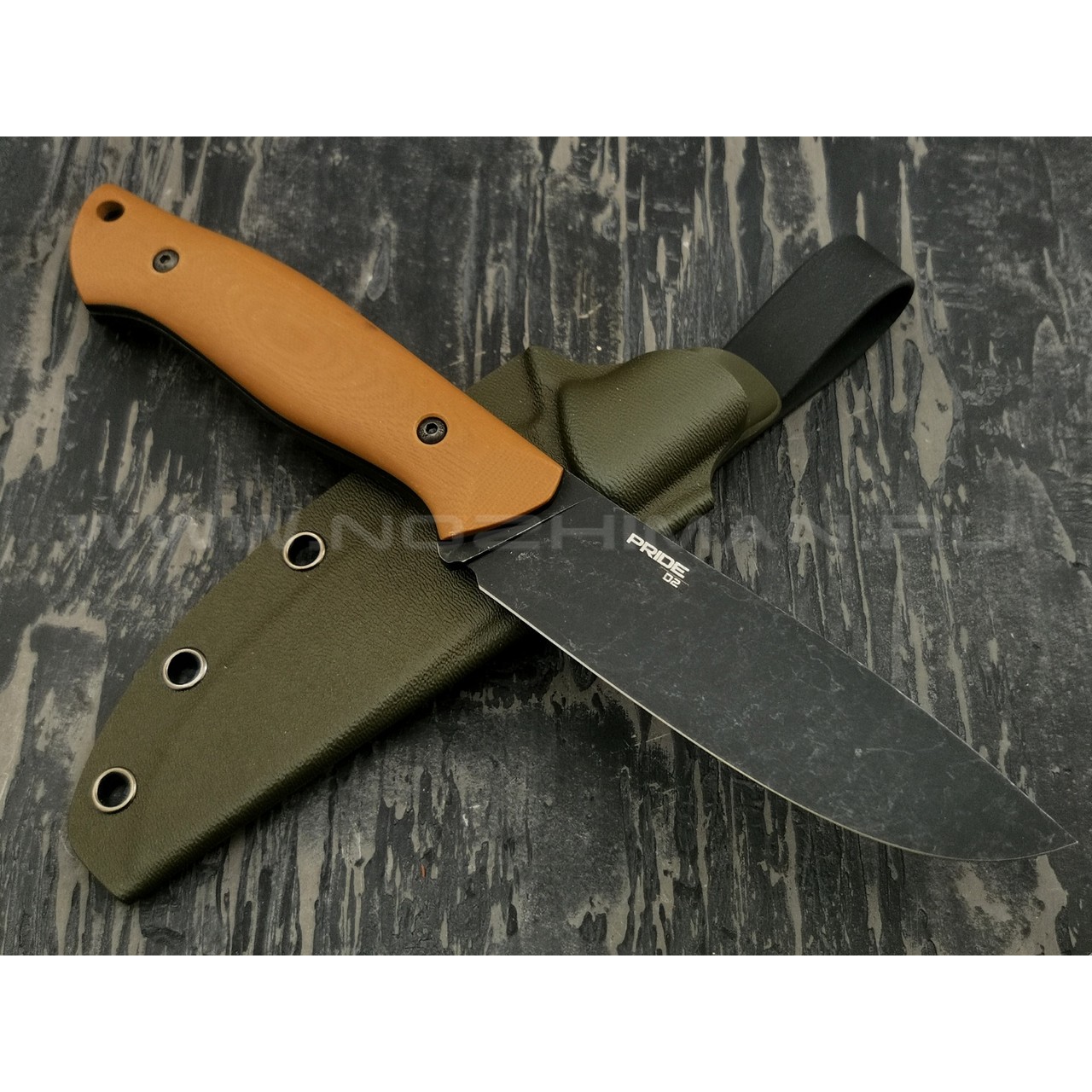 N.C.Custom нож Pride сталь D2 блэквош, рукоять G10 brown
