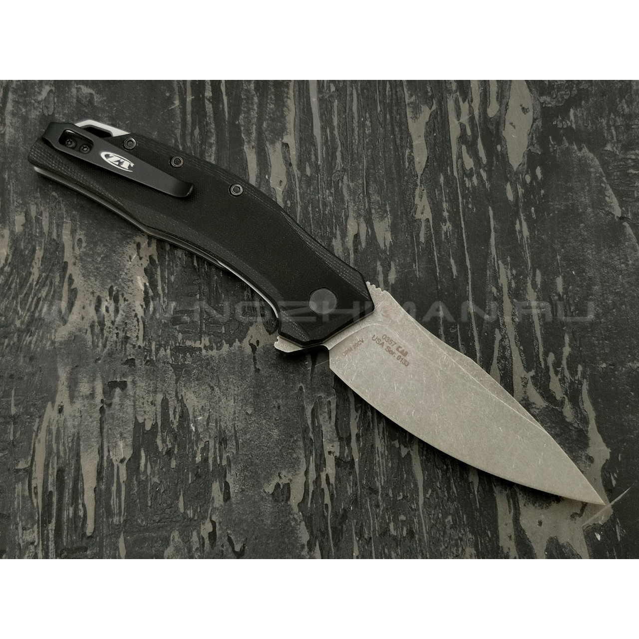 Zero Tolerance нож 0357 сталь CPM 20CV стоунвош, рукоять G10 black