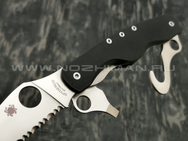 Нож Spyderco Clipitool Rescue C209GS, сталь 8Cr13Mov satin, рукоять G10 black