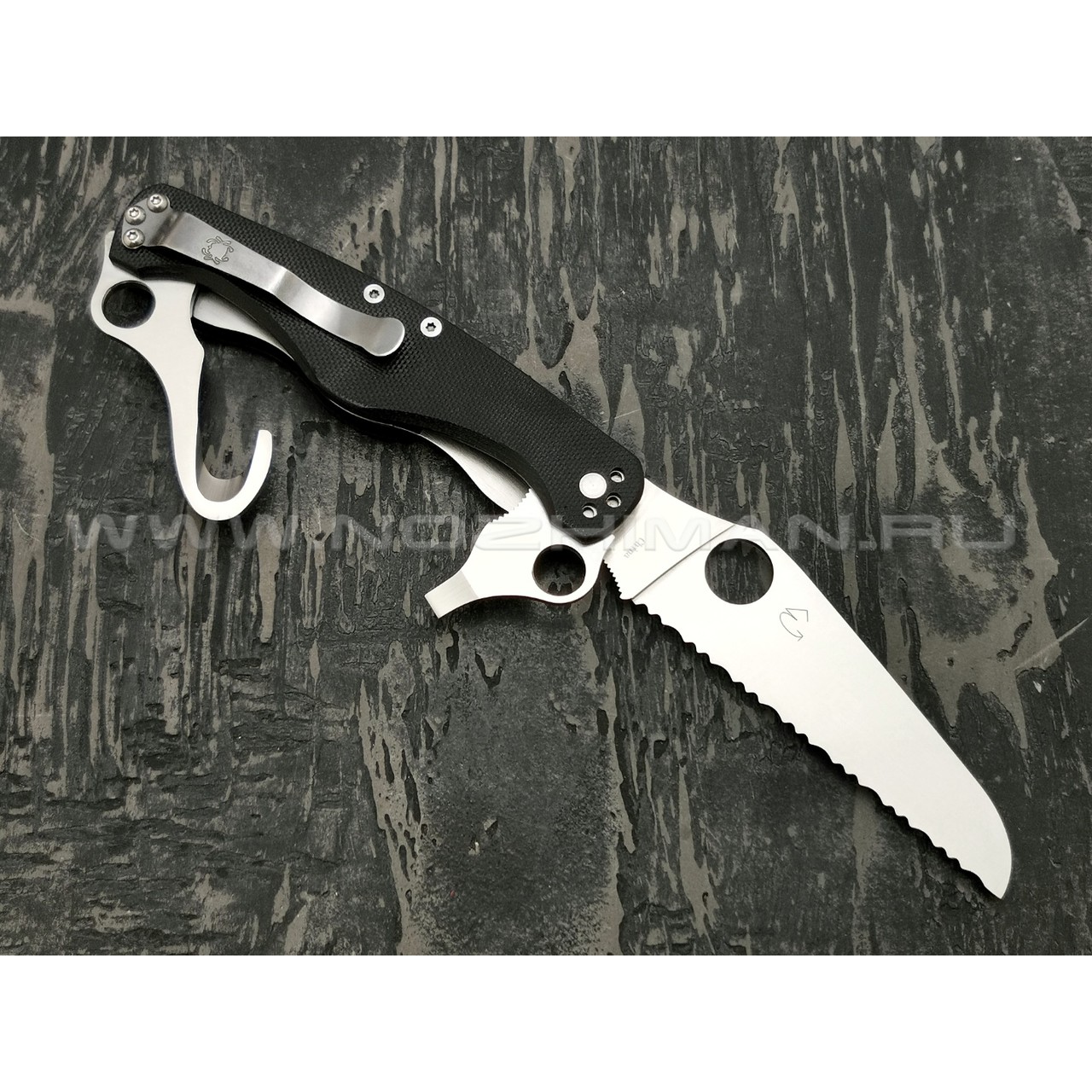 Нож Spyderco Clipitool Rescue C209GS, сталь 8Cr13Mov satin, рукоять G10 black