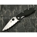 Нож Spyderco Tenacious Serrated C122GS, сталь 8Cr13MoV satin, рукоять G10 black