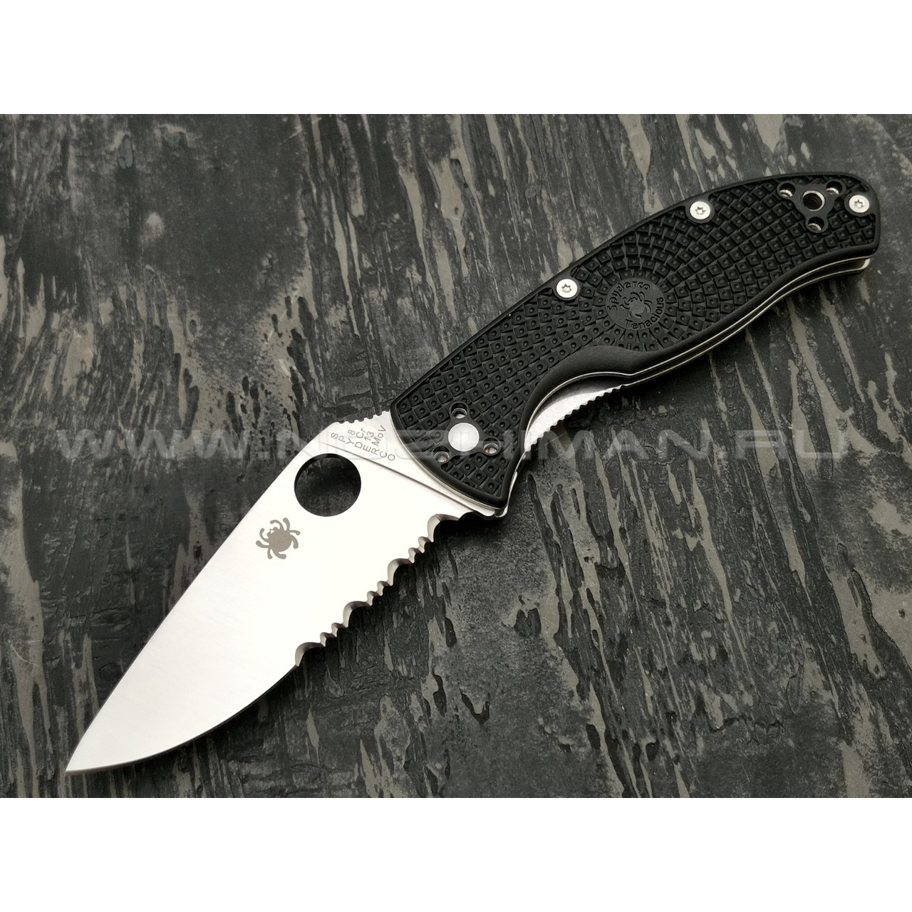 Нож Spyderco Tenacious PS C122PSBK, сталь 8Cr13MoV satin, рукоять FRN black