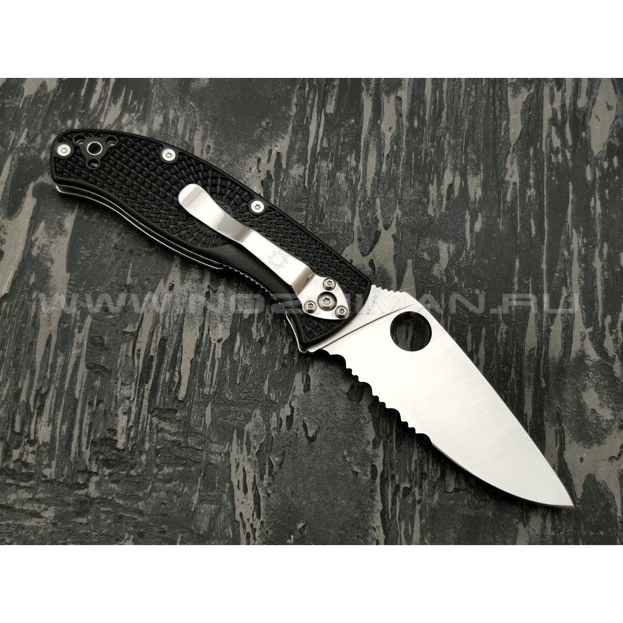Нож Spyderco Tenacious PS C122PSBK, сталь 8Cr13MoV satin, рукоять FRN black