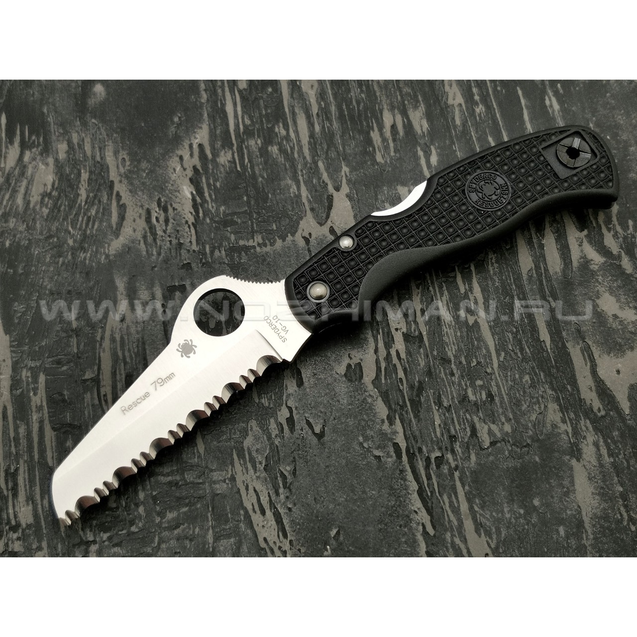 Нож Spyderco Rescue 79mm C45SBK, сталь VG-10 satin, рукоять FRN black