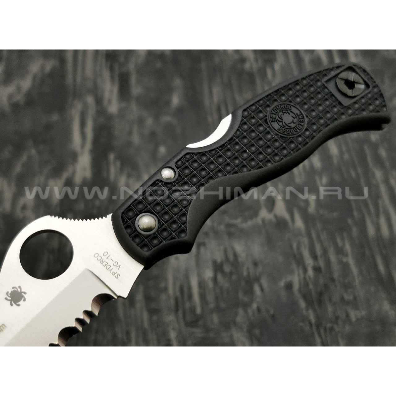 Нож Spyderco Rescue 79mm C45SBK, сталь VG-10 satin, рукоять FRN black