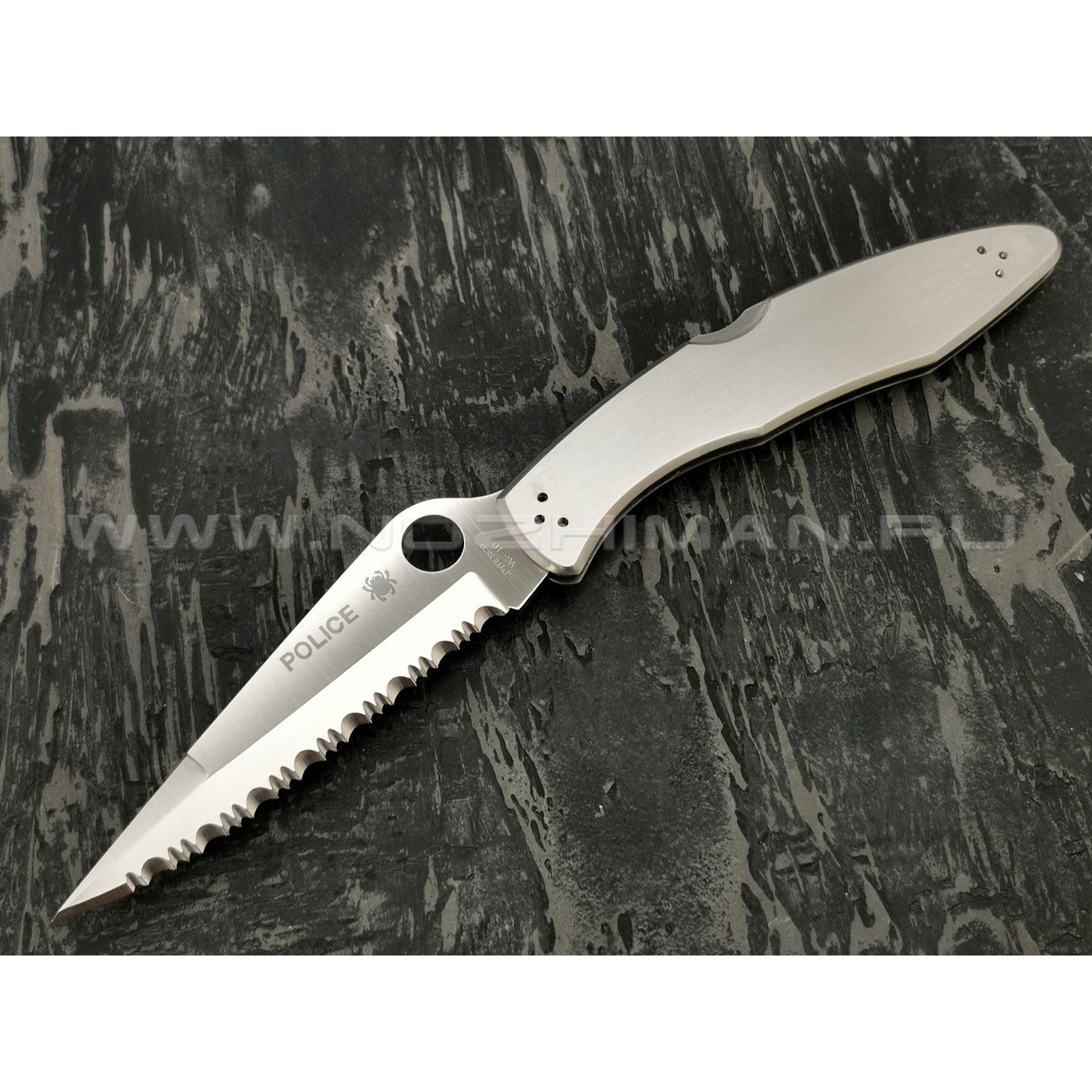 Нож Spyderco Police Serrated C07S, сталь VG-10 satin, рукоять Steel 410SS