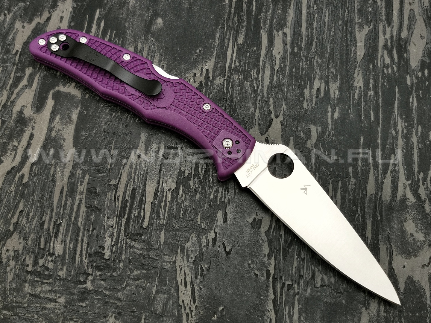 Нож Spyderco Endura 4 Flat Ground Purple C10FPPR, сталь VG-10 satin, рукоять FRN Purple