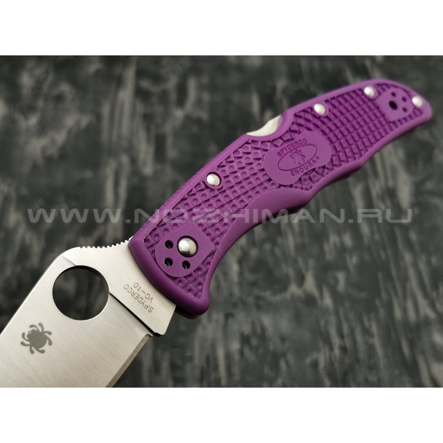 Нож Spyderco Endura 4 Flat Ground Purple C10FPPR, сталь VG-10 satin, рукоять FRN Purple