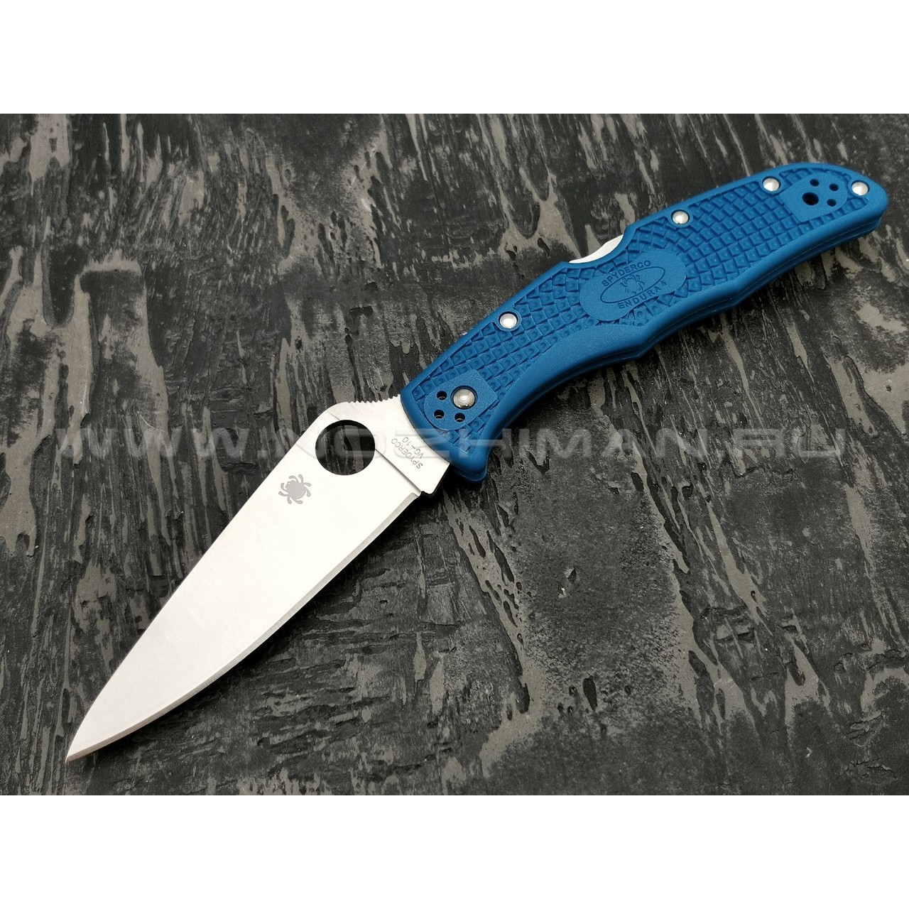 Нож Spyderco Endura 4 Flat Ground Blue C10FPBL, сталь VG-10 satin, рукоять FRN Blue