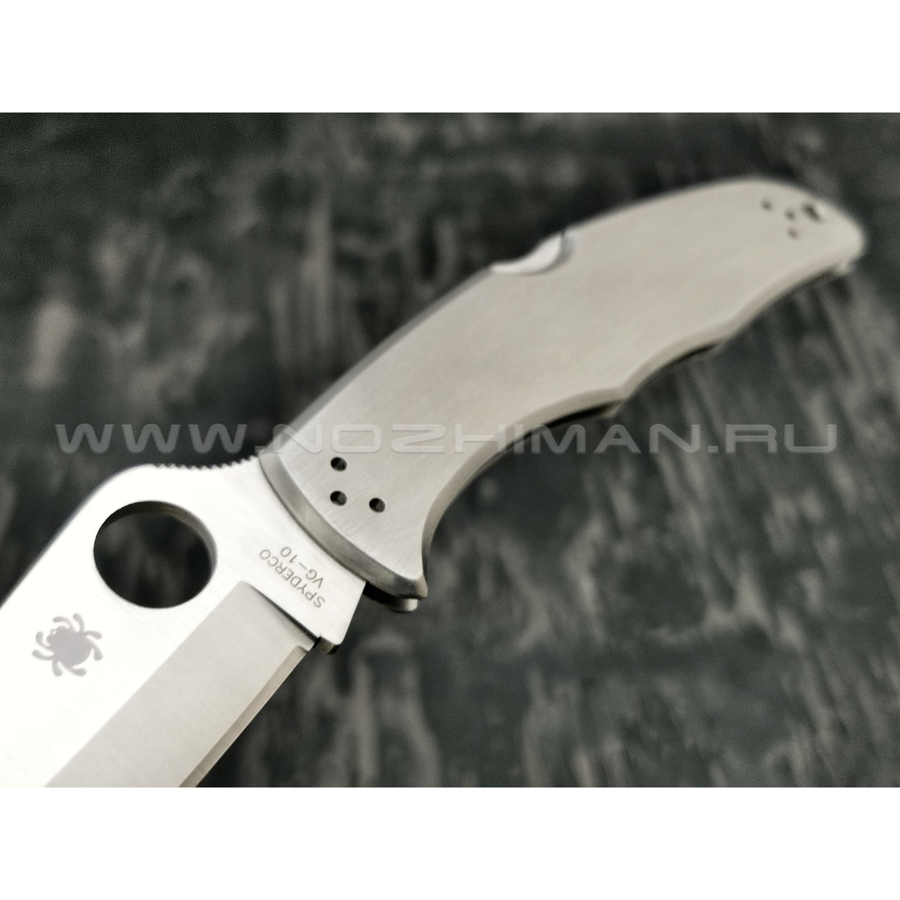 Нож Spyderco Endura 4 Stainless Plain Edge C10P, сталь VG-10 satin, рукоять Stainless Steel