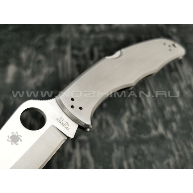 Нож Spyderco Endura 4 Stainless Plain Edge C10P, сталь VG-10 satin, рукоять Stainless Steel
