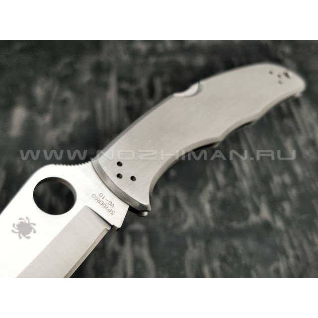 Нож Spyderco Endura 4 Stainless Plain Edge C10P, сталь VG-10 satin, рукоять Stainless Steel