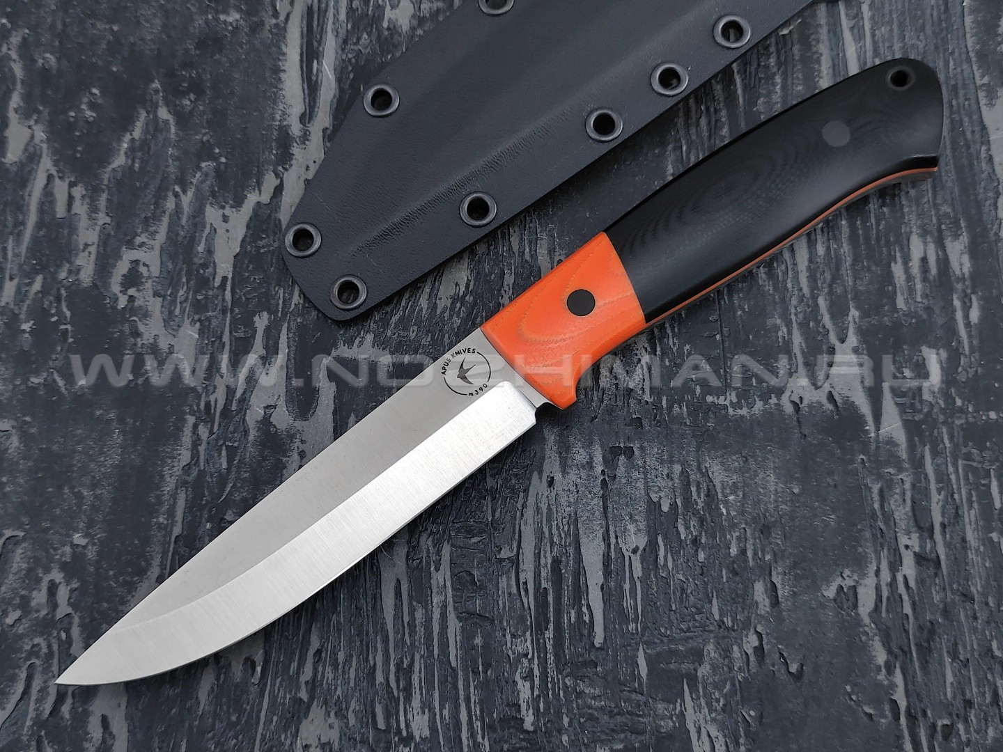 Apus Knives нож Maverick сталь M390, рукоять G10 black & orange