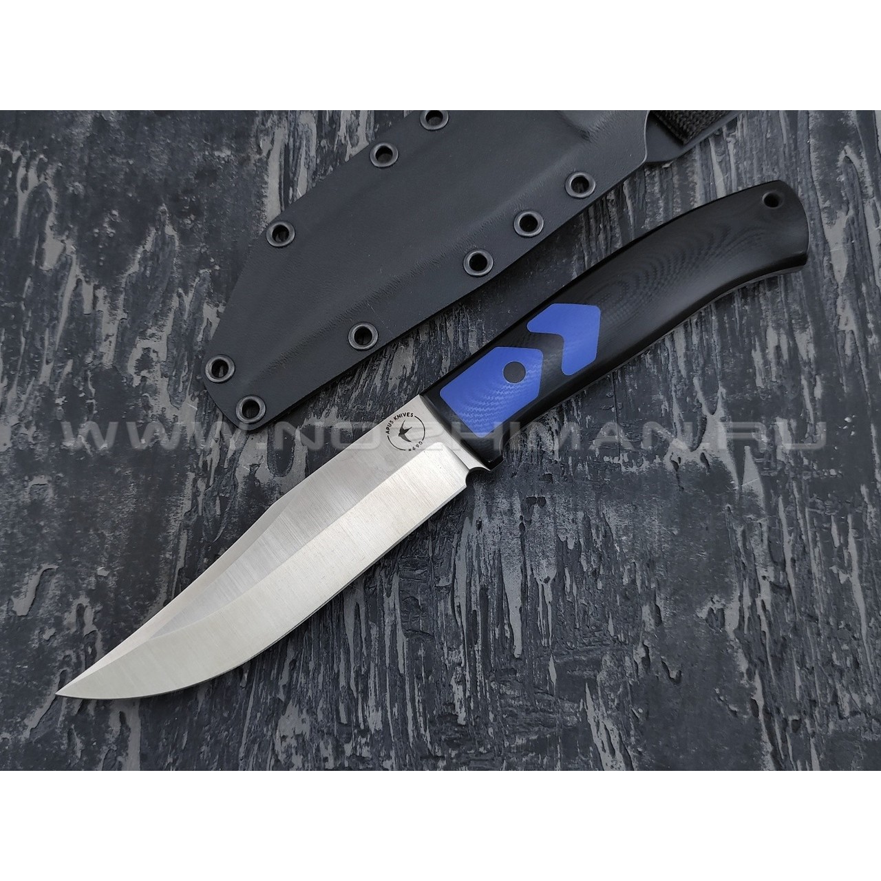 Апус нож Destruktor WEST сталь N690, рукоять G10 black & blue