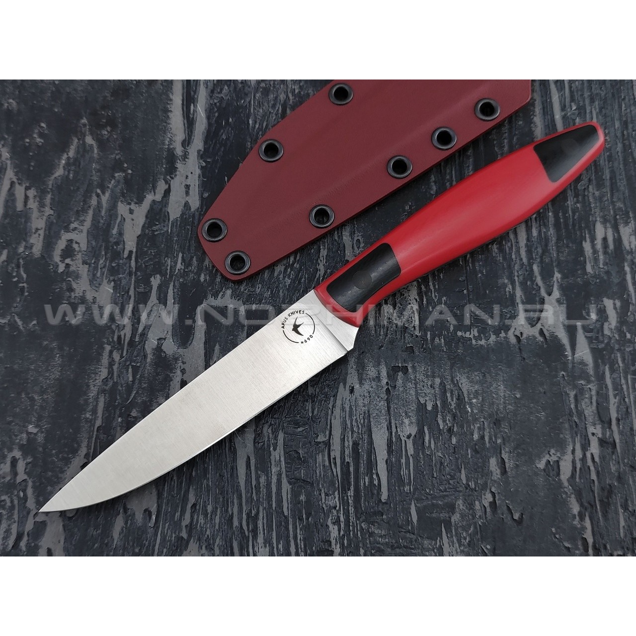 Апус нож Paring сталь N690, рукоять G10 red & black