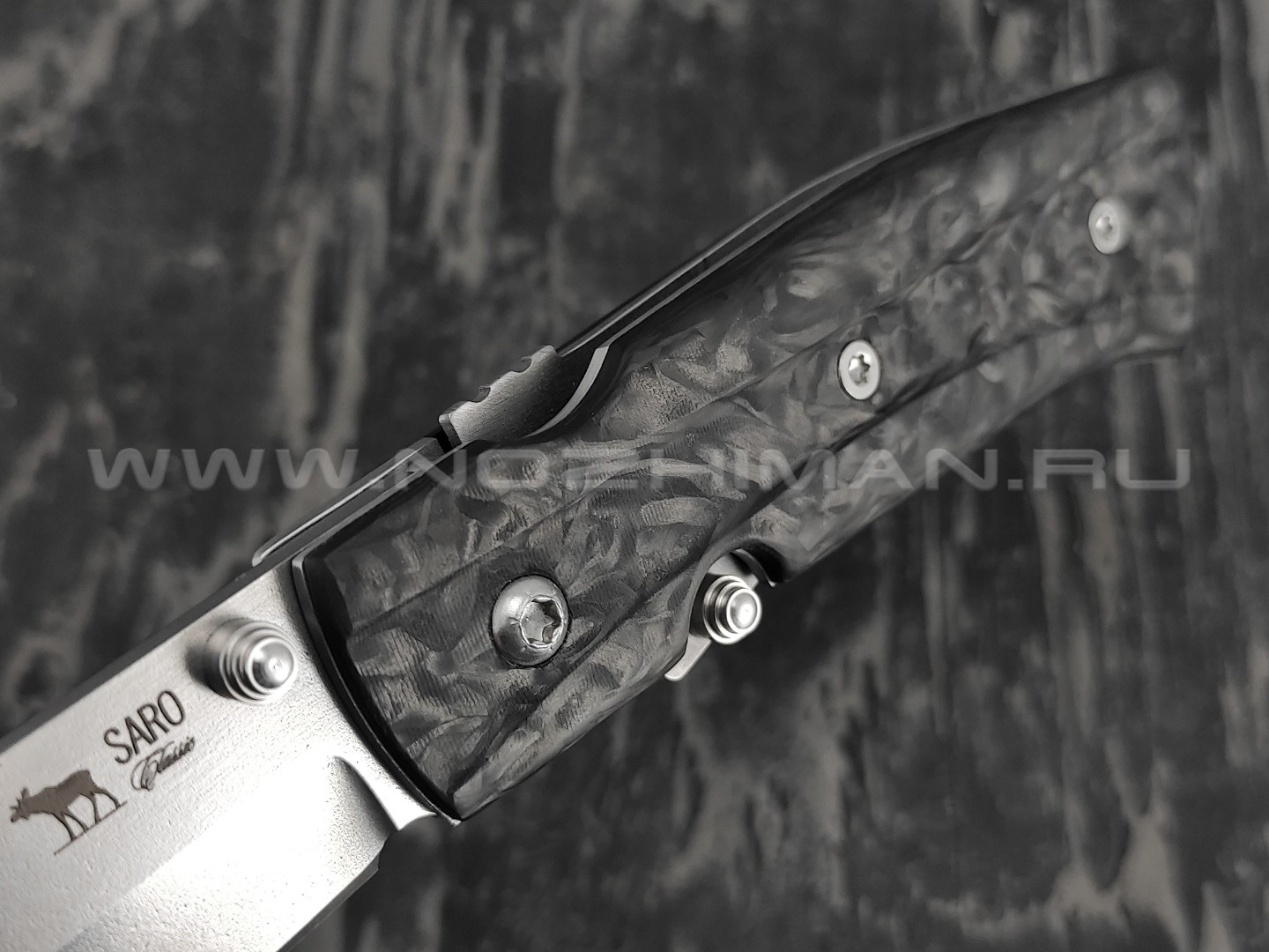 Нож SARO Wild West сталь Elmax, рукоять carbon fiber