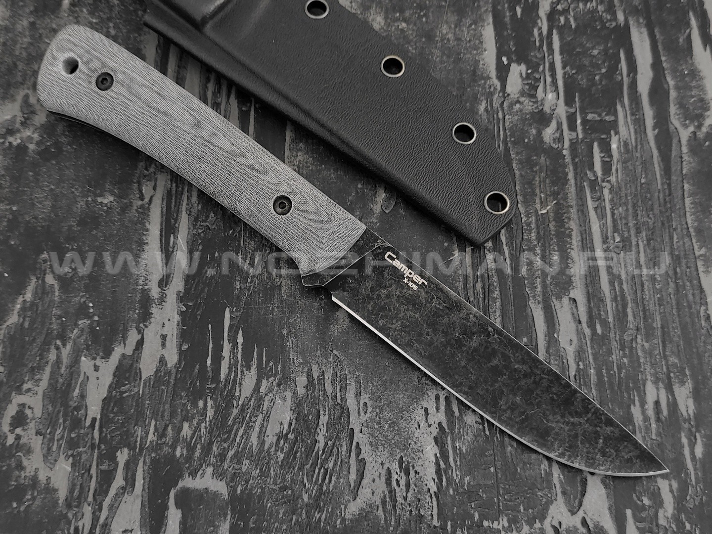 N.C.Custom нож Camper сталь X105 blackwash, рукоять микарта, ножны kydex