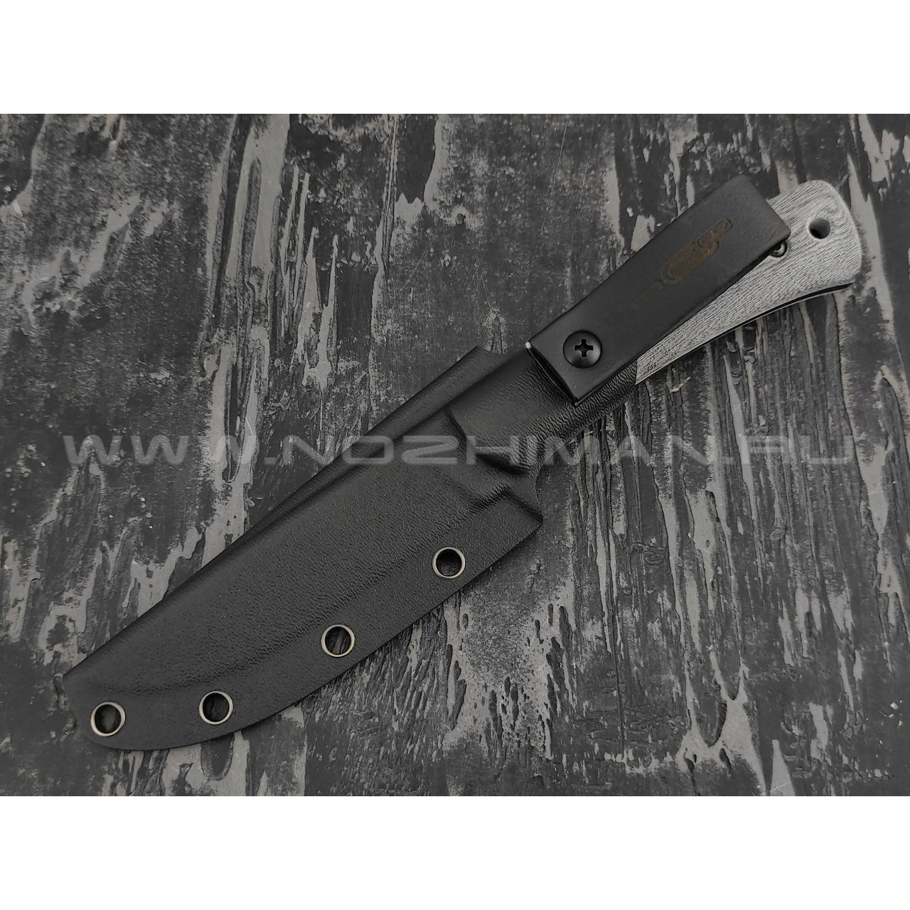 N.C.Custom нож Camper сталь X105 блэквош, рукоять микарта, ножны kydex