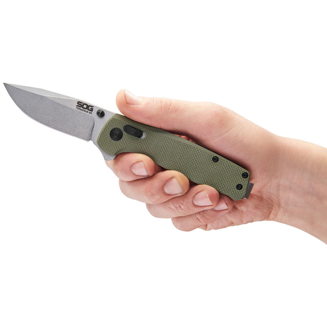 Нож SOG Terminus XR TM1022 сталь CRYO D2 рукоять G10 - Olive Drab