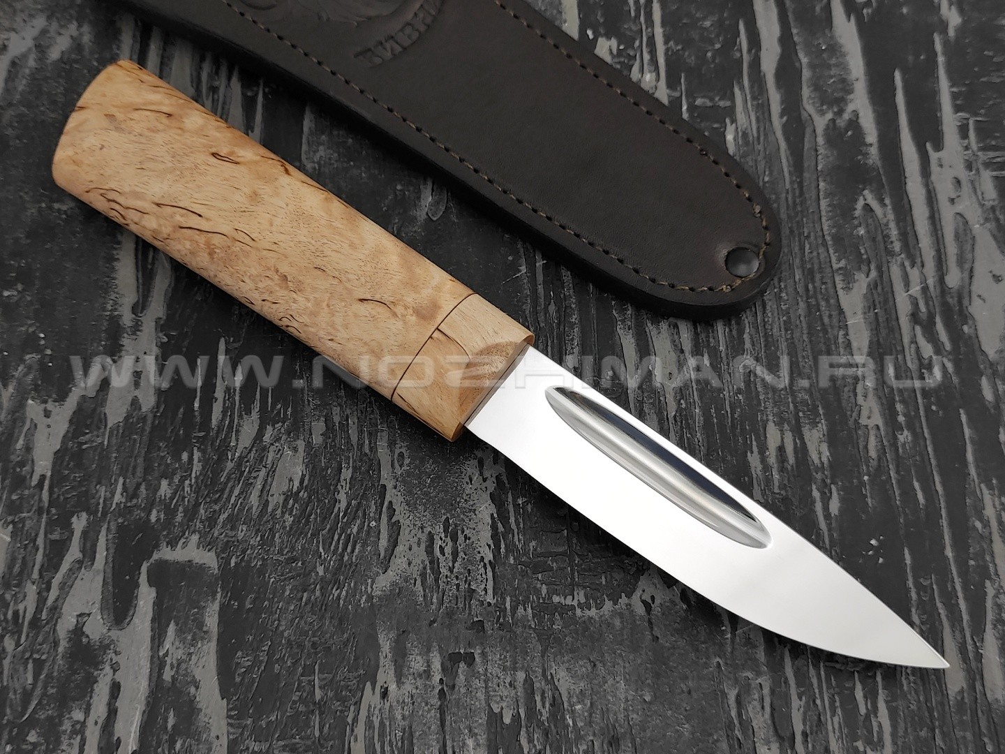 Нож якутский "Шейный-ФД", сталь Х12МФ, рукоять карельская береза (Стальные Бивни)
