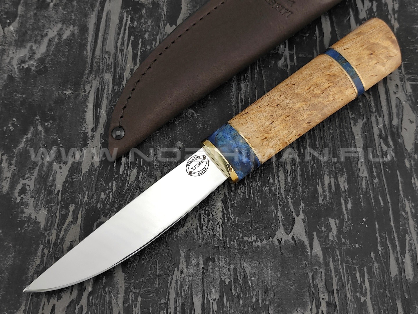 Нож "Якутский-МФДС" малый сталь Х12МФ, рукоять карельская береза (Стальные Бивни)