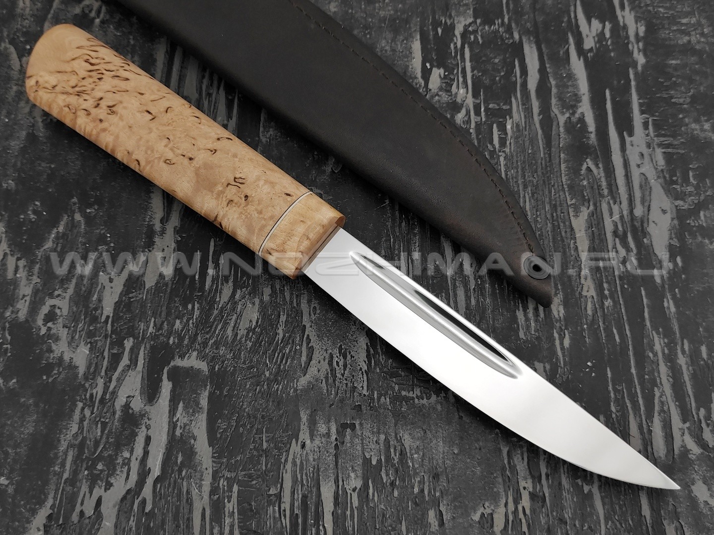 Нож "Якутский-БФД" большой, сталь Х12МФ, рукоять карельская береза (Стальные Бивни)