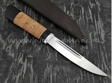 Нож "Якутский-БФДБ" большой, сталь Х12МФ, рукоять береста и черный граб (Стальные Бивни)