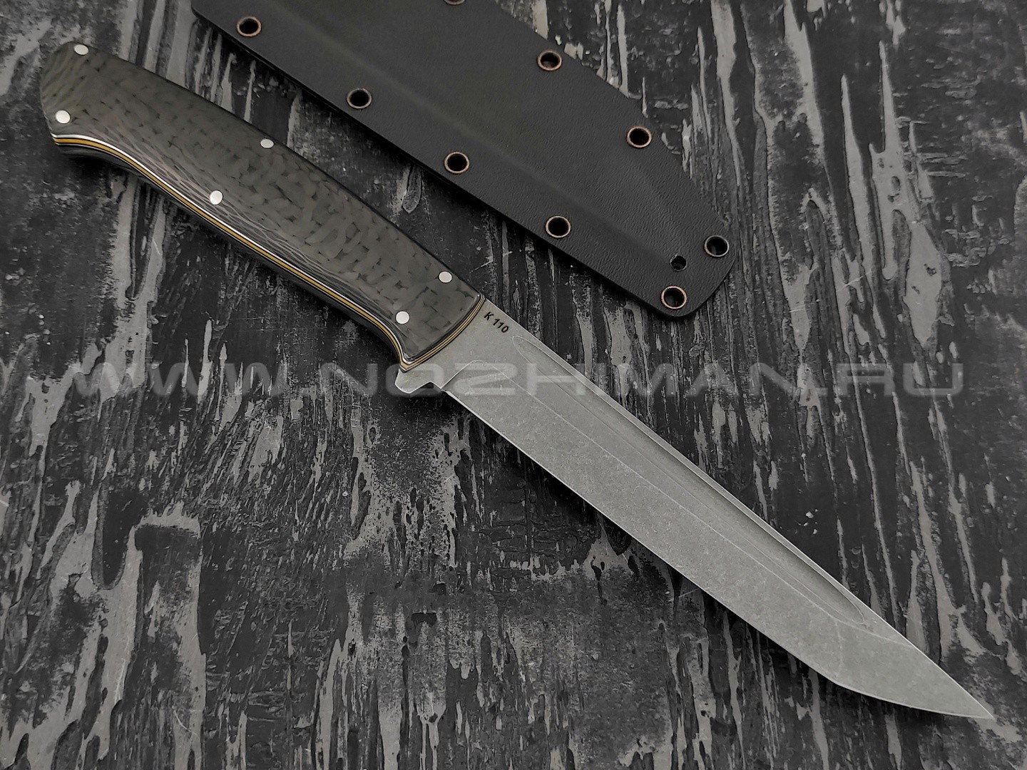 Нож Танто экспериментальный сталь K110, рукоять carbon (Егоров Г. М.)
