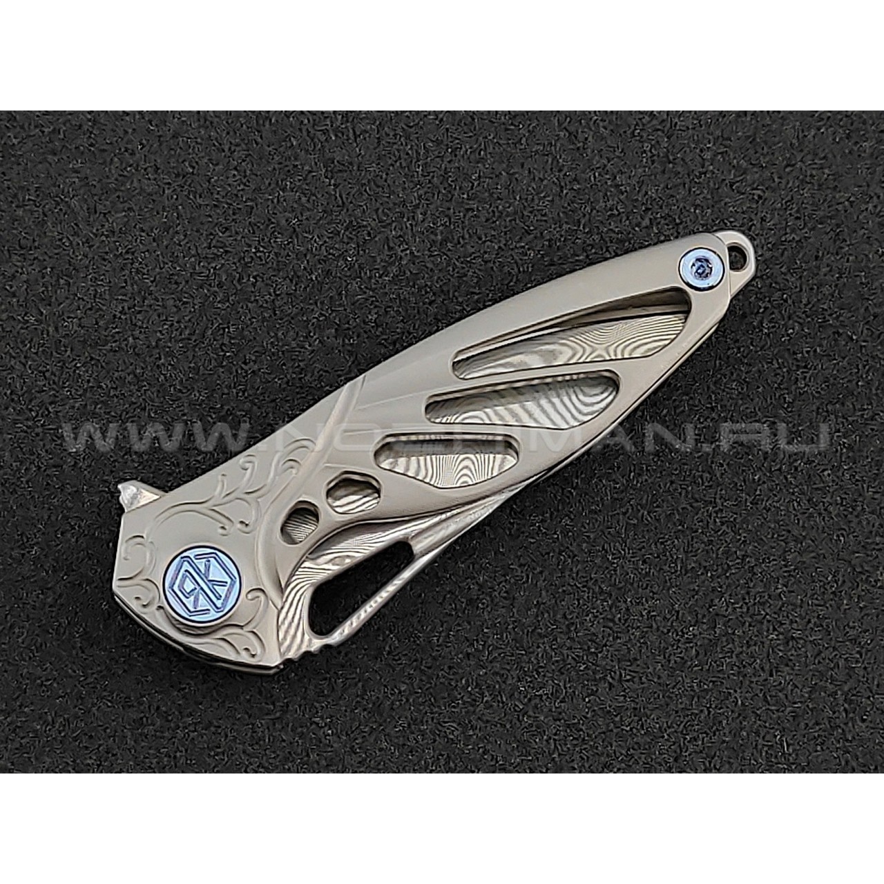 Нож Rike Knife Mini-P Hummingbird plain damasteel, рукоять титан