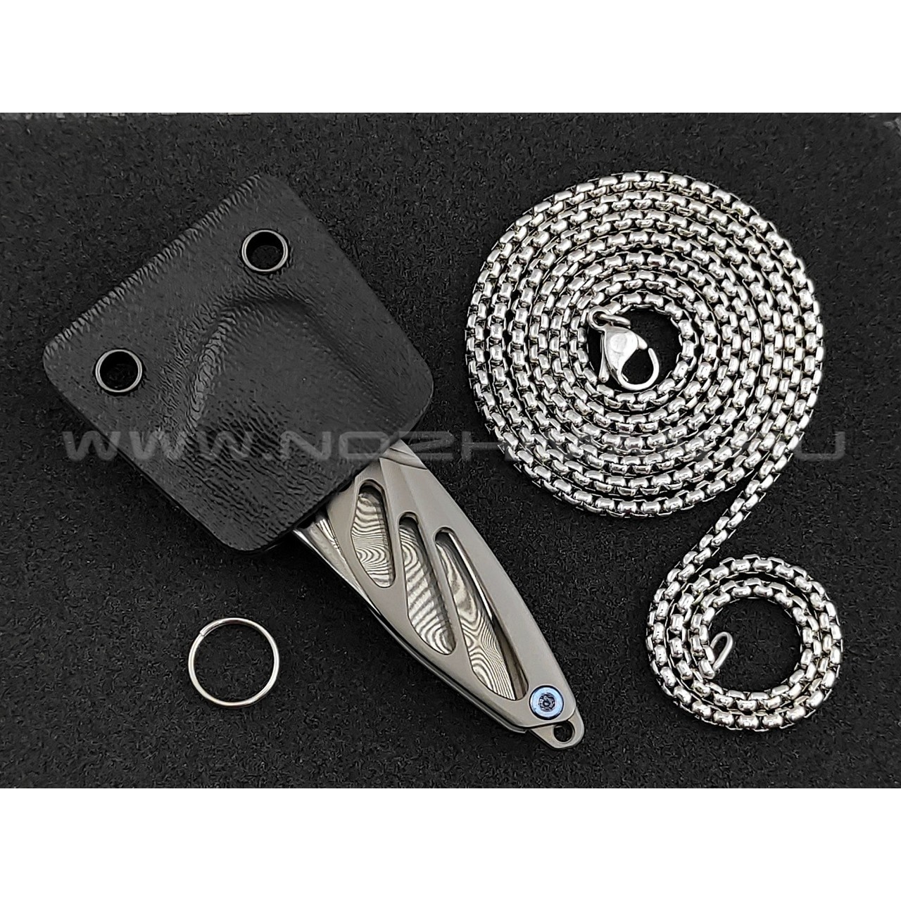 Нож Rike Knife Mini-P Hummingbird plain damasteel, рукоять титан