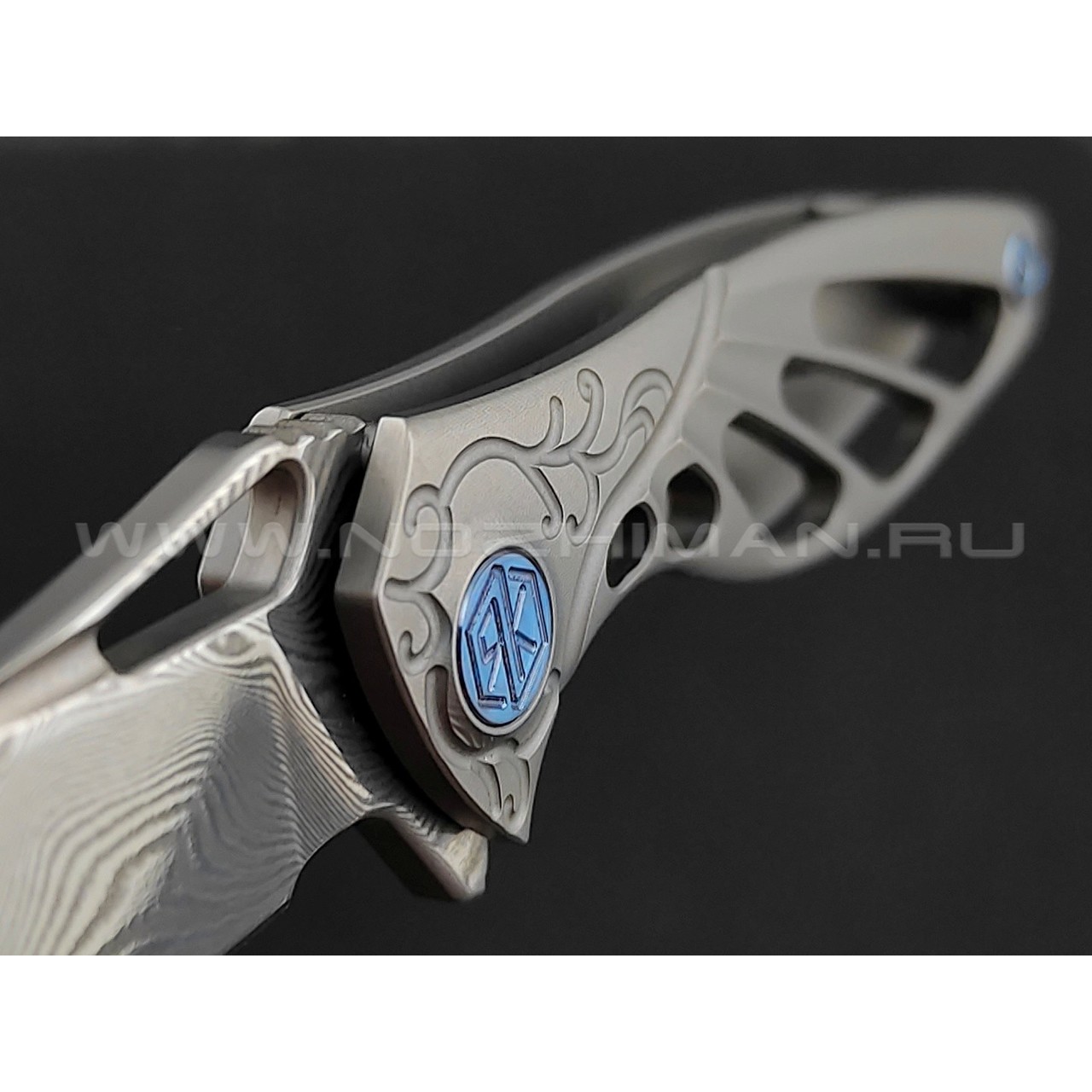 Нож Rike Knife Mini-P Hummingbird plain damasteel, рукоять титан