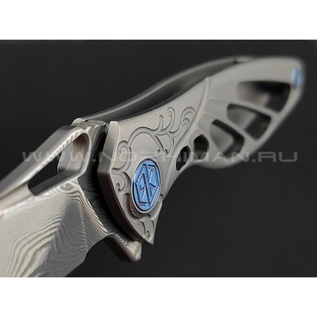 Нож Rike Knife Mini-P Hummingbird plain damasteel, рукоять титан