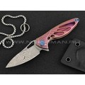 Нож Rike Knife Mini-P Hummingbird pink damasteel, рукоять титан