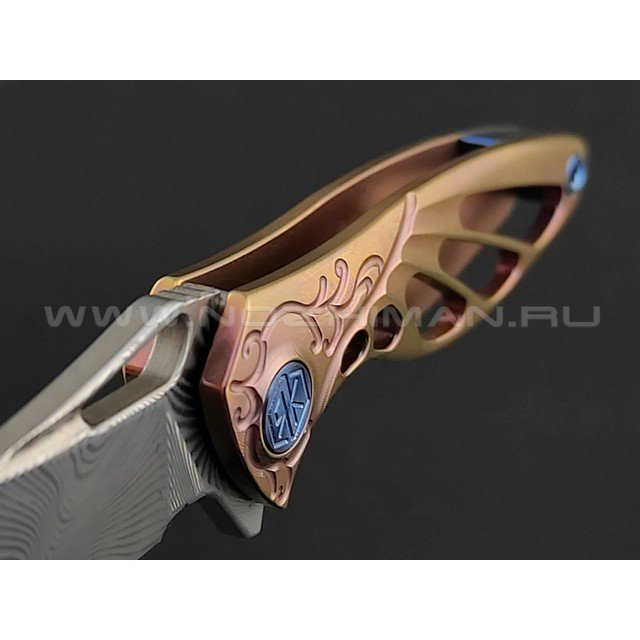 Нож Rike Knife Mini-P Hummingbird pink damasteel, рукоять титан