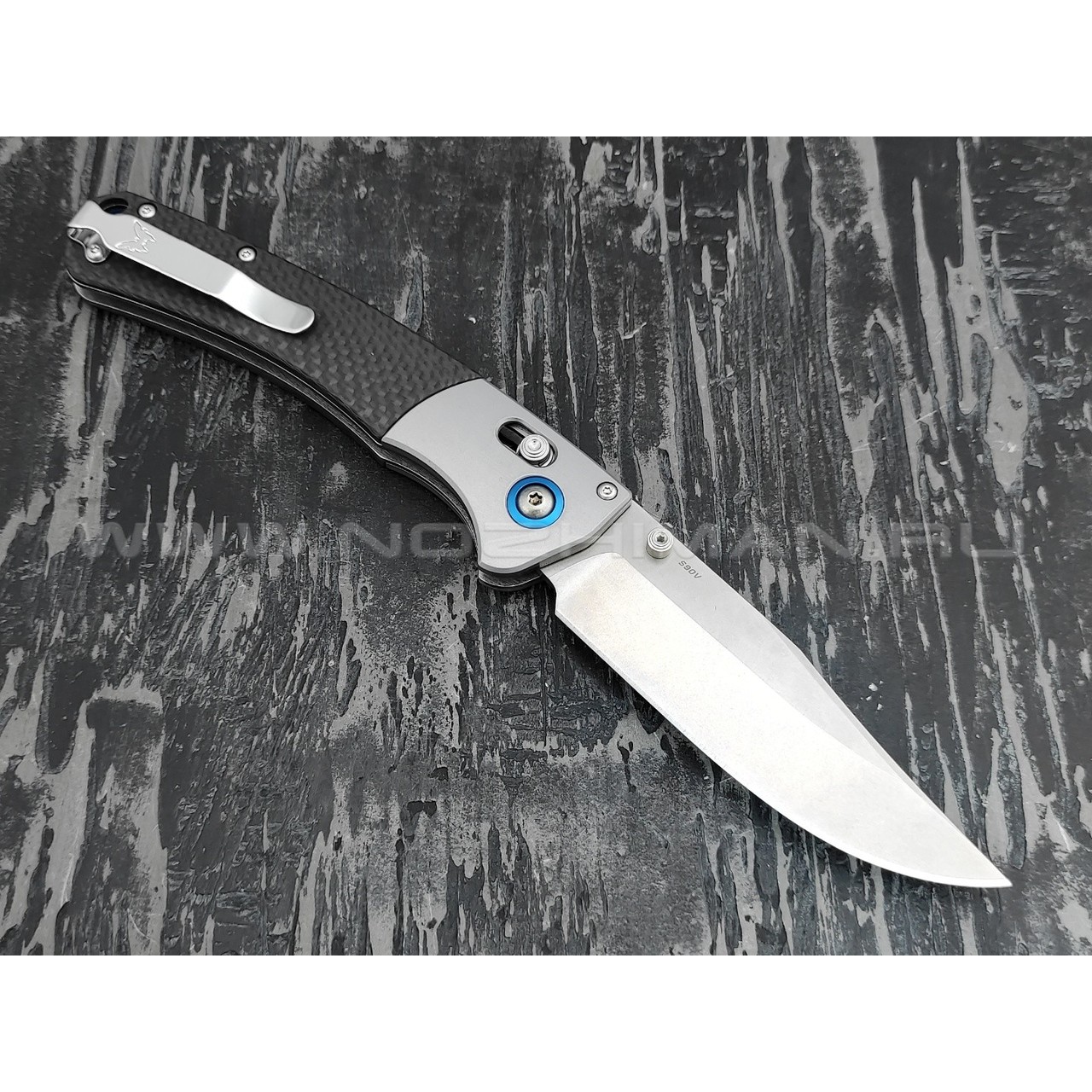 Нож Benchmade CU15080-SS-S90V Custom Crooked River сталь CPM S90V, рукоять карбон