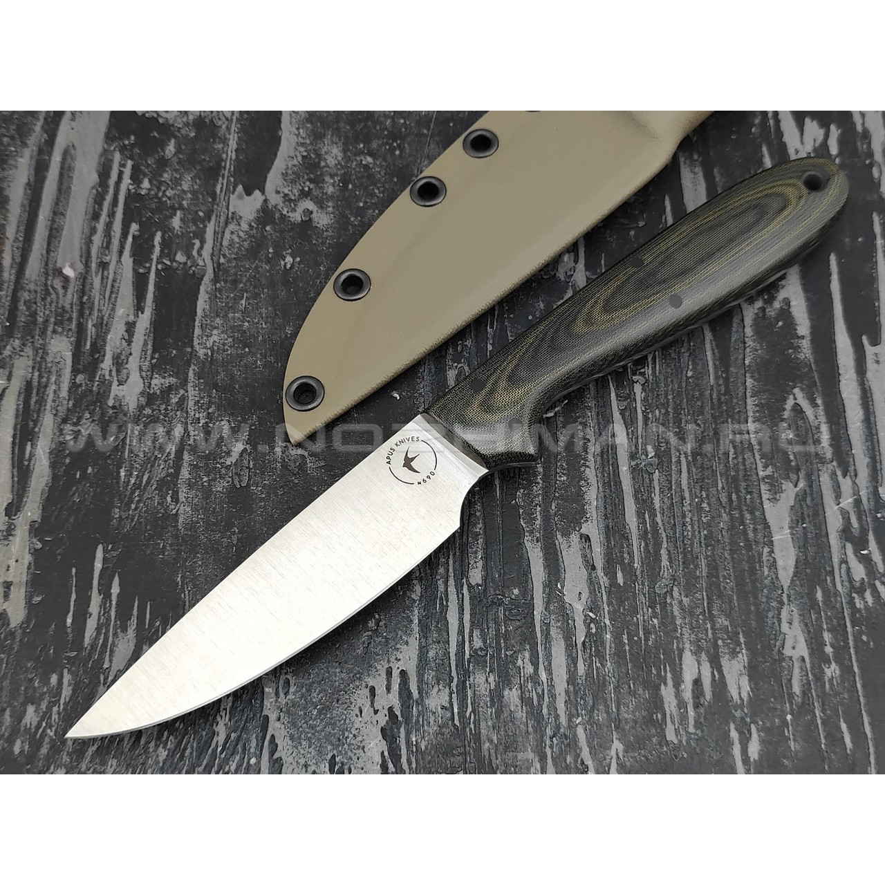 Апус Wilson сталь N690, рукоять микарта olive green